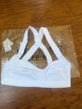 White Sports Bra with Cross Back Straps